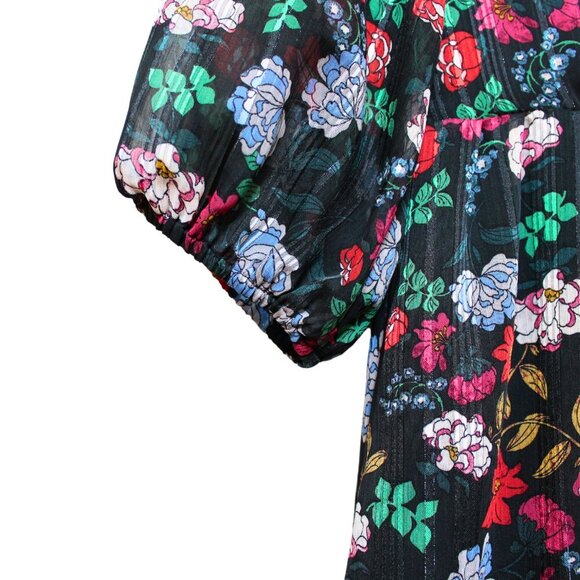 Nanette Lepore Floral-Print V-Neck Chiffon Dress size 2 Romantic Party EUC Flowy - Picture 8 of 12